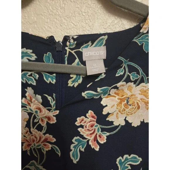 Chico's Floral Maxi Dress Kimono‎ Sleeve Bohemian Style Black Size 0 - Picture 3 of 5